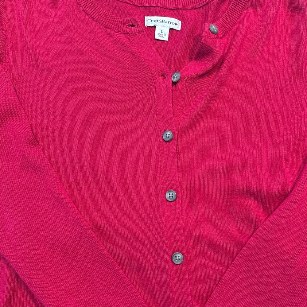 Croft & Barrel button-front cardigan, pink, size L - Picture 4 of 8
